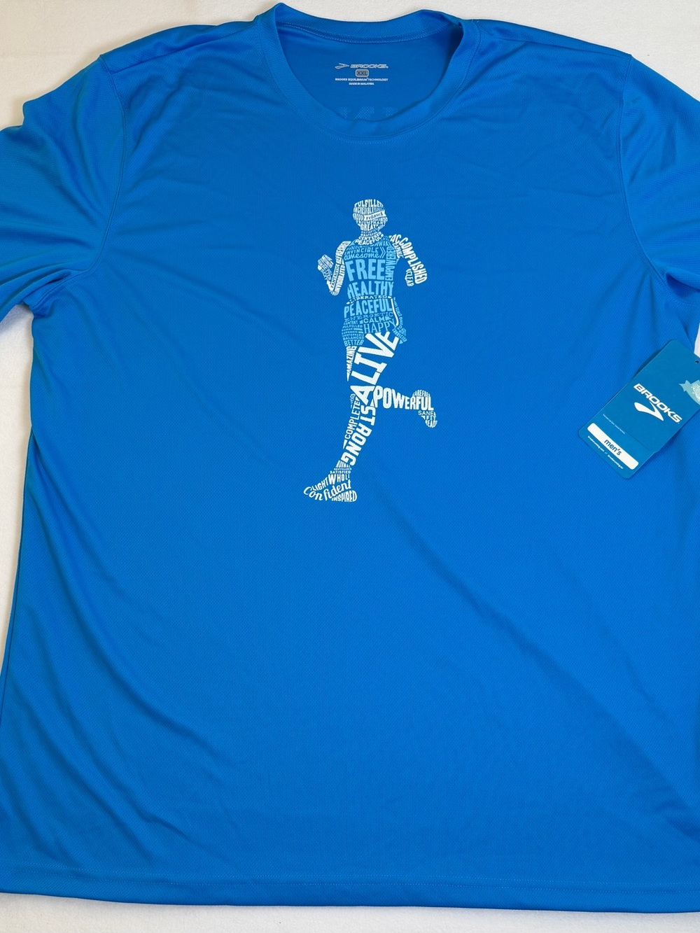 Brooks Running Graphic Tee Tech Shirt Blue NWT XXL